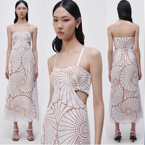 Jonathan Simkhai Dresses & Skirts - Jonathan Simkhai Jamie Dress White Fossil Guipure Lace Wedding Party LWD Size 12